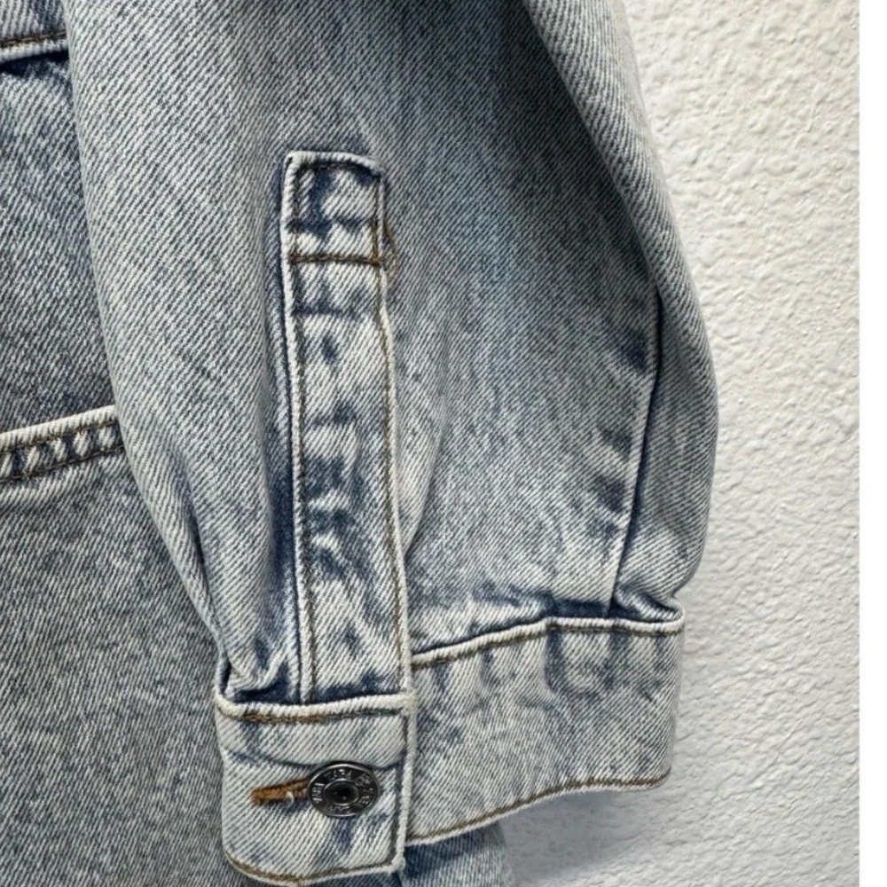 Zara Jeans Denim Long Sleeve Bruiser Stretch Frayed Mini Shirt Dress Sz M - Picture 6 of 11